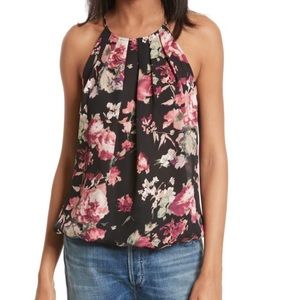 Joie Silk Black Floral Halter Tank